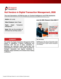 Cover of the Aragon Research report, Hot Vendors in Digital Transaction Management, 2026