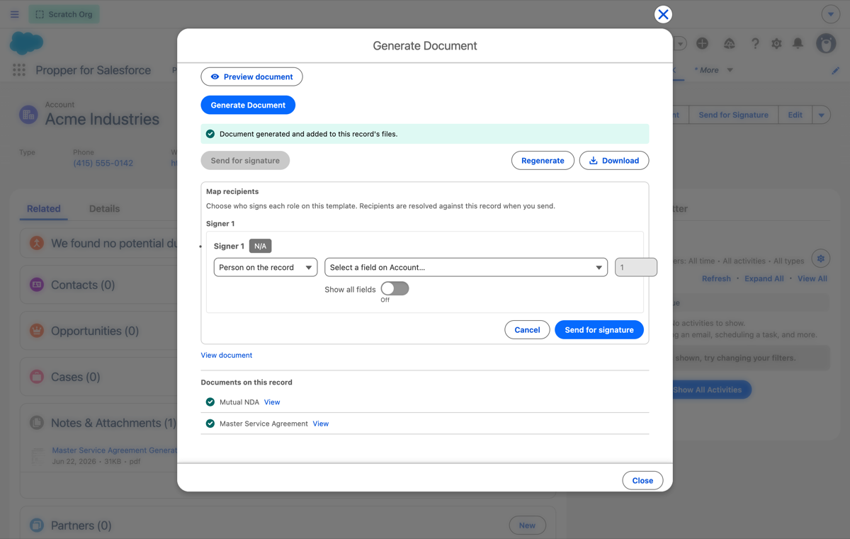 Mapping recipients for Gen and Sign