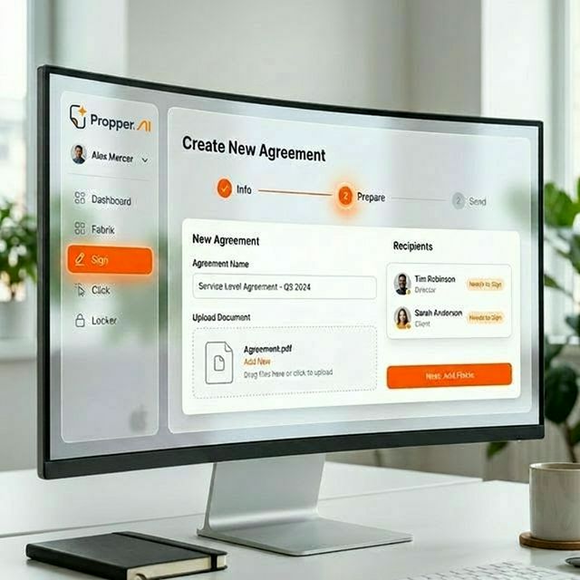 The new Propper UI showing the agreement creation wizard